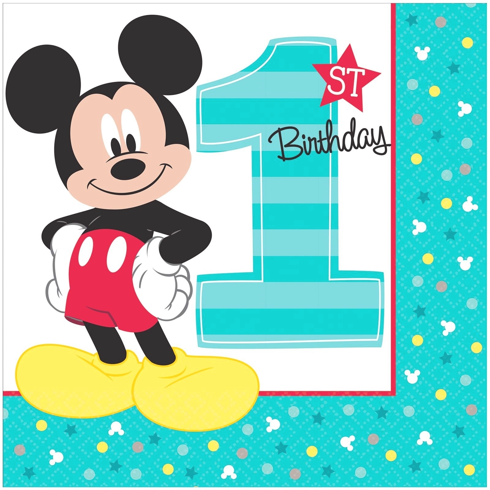 Mickey Mouse Fun To Be One Large Napkins / Serviettes (Pack of 16)