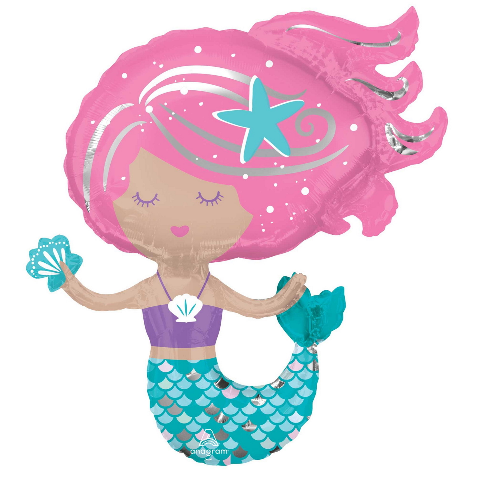 Shimmering Mermaid Supershape Helium Balloon 76cm