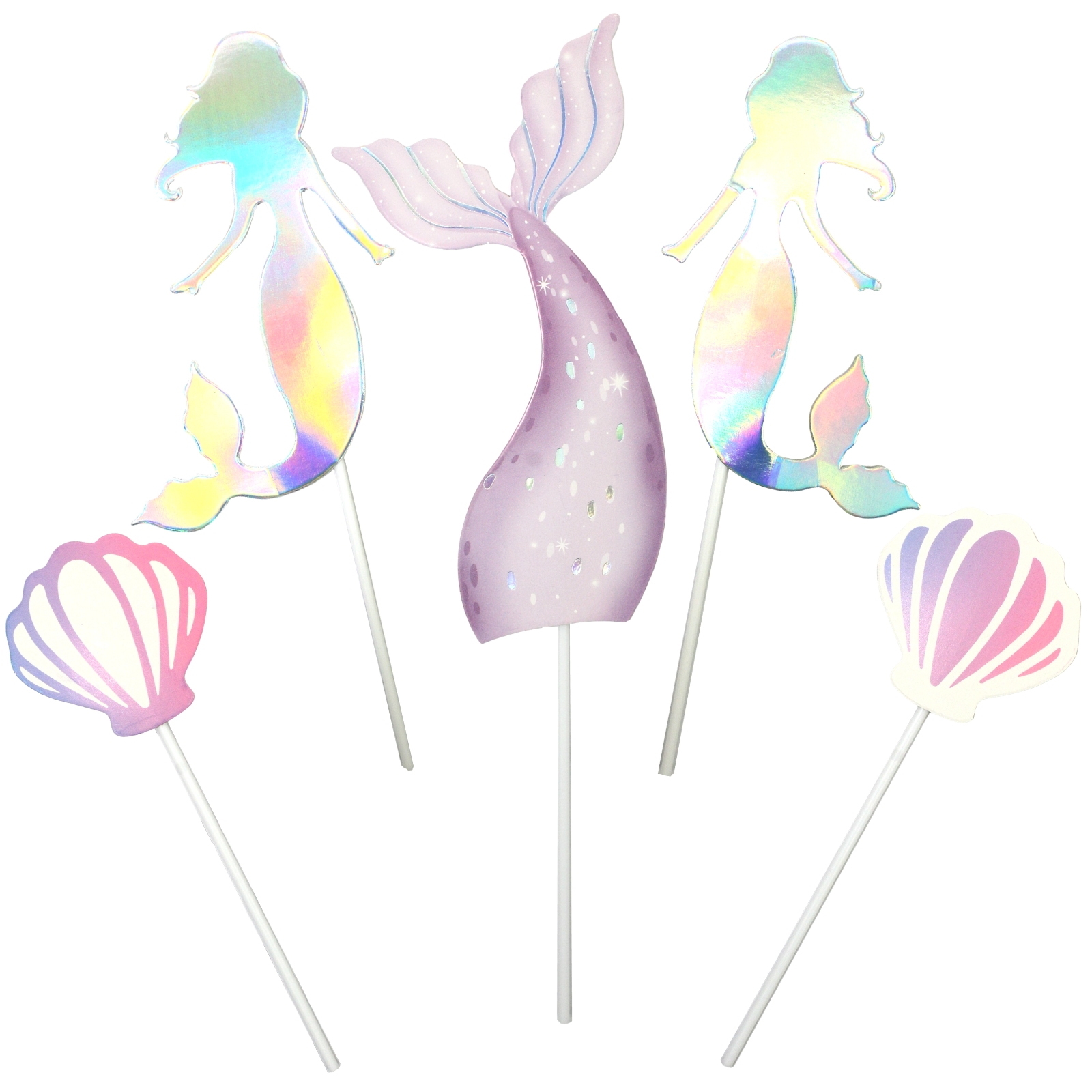 Holographic Mermaid Cake Toppers (Pack of 5)