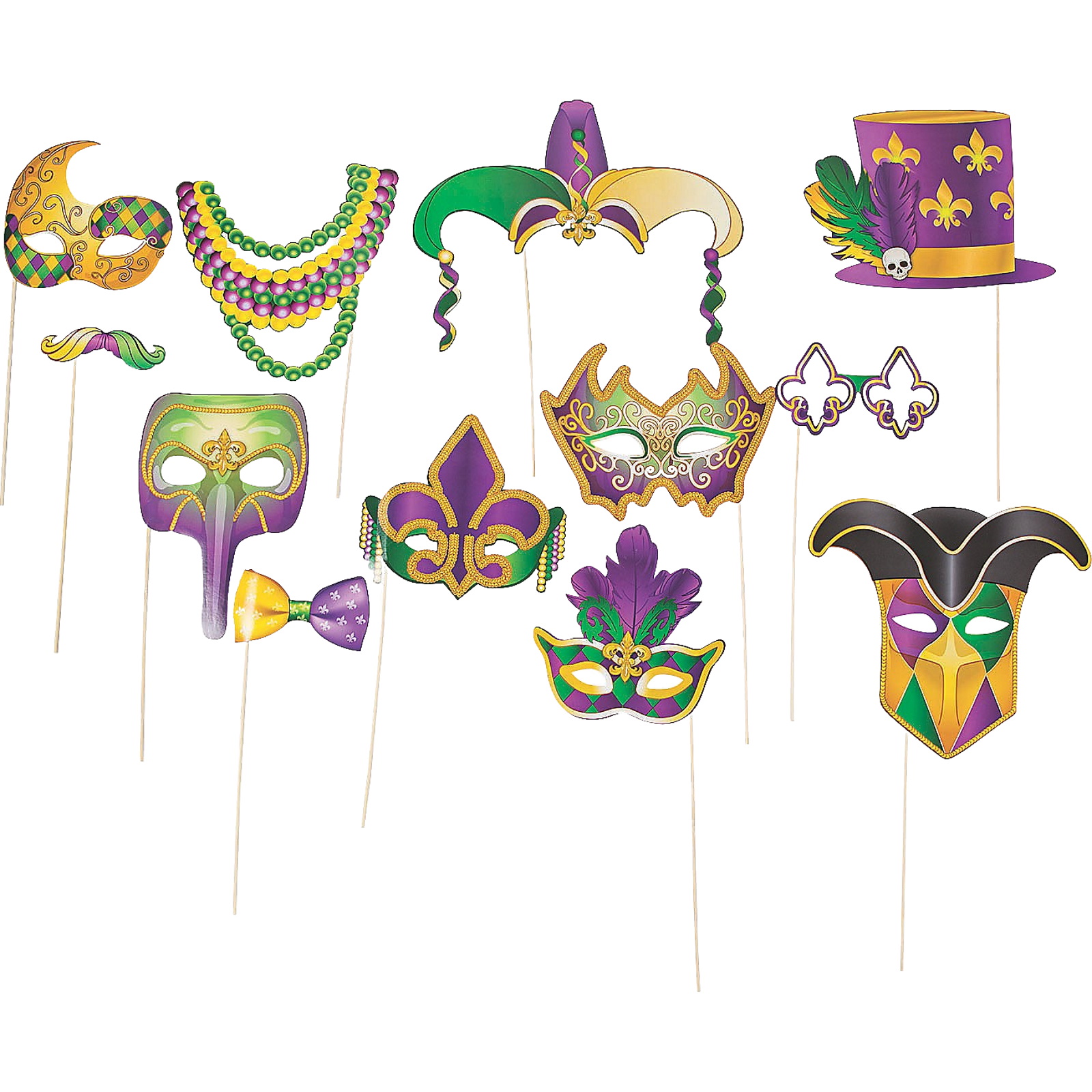 Mardi Gras Parade Photo Booth Props (Pack of 12)