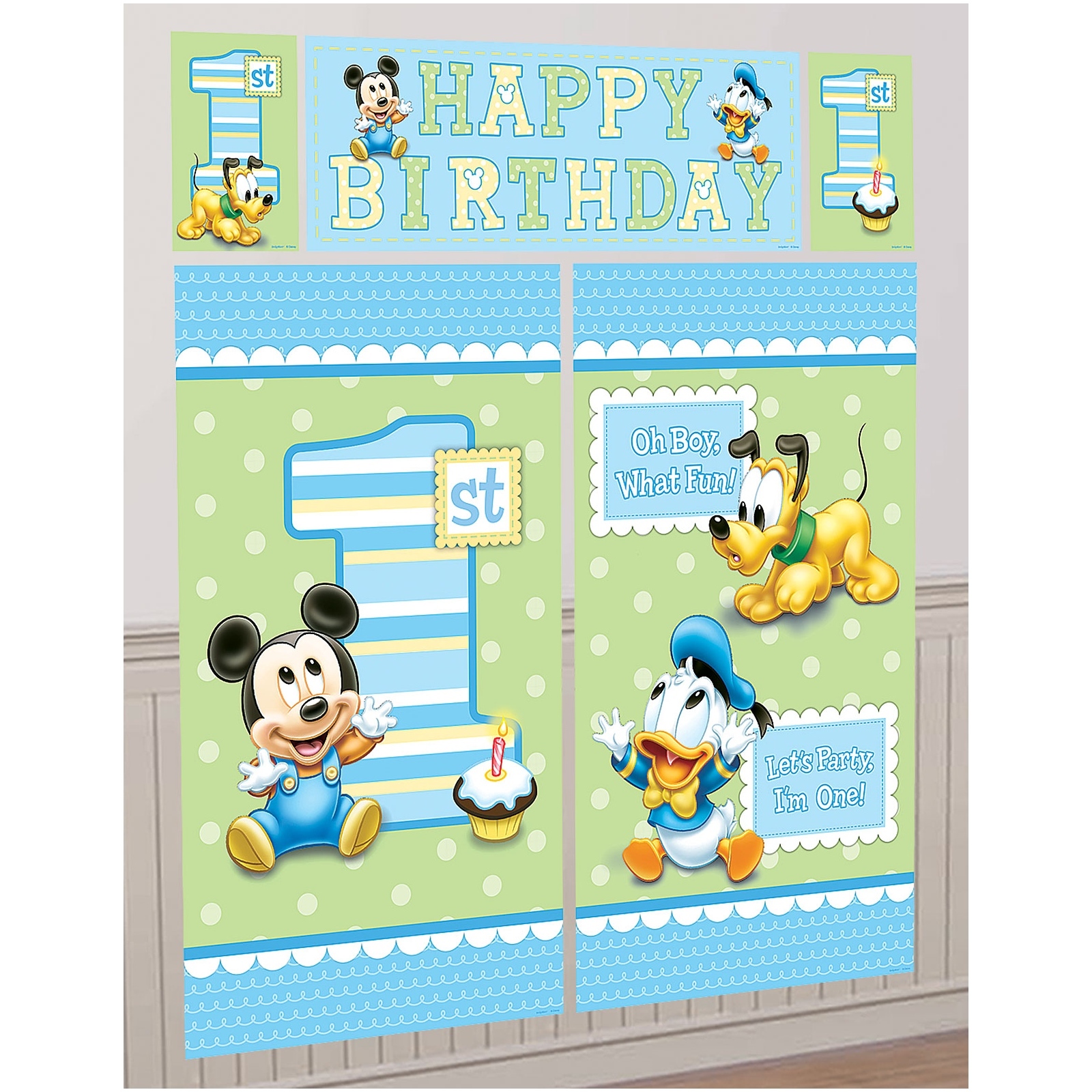 Mickey Mouse 1st Birthday Wall Decorating Kit