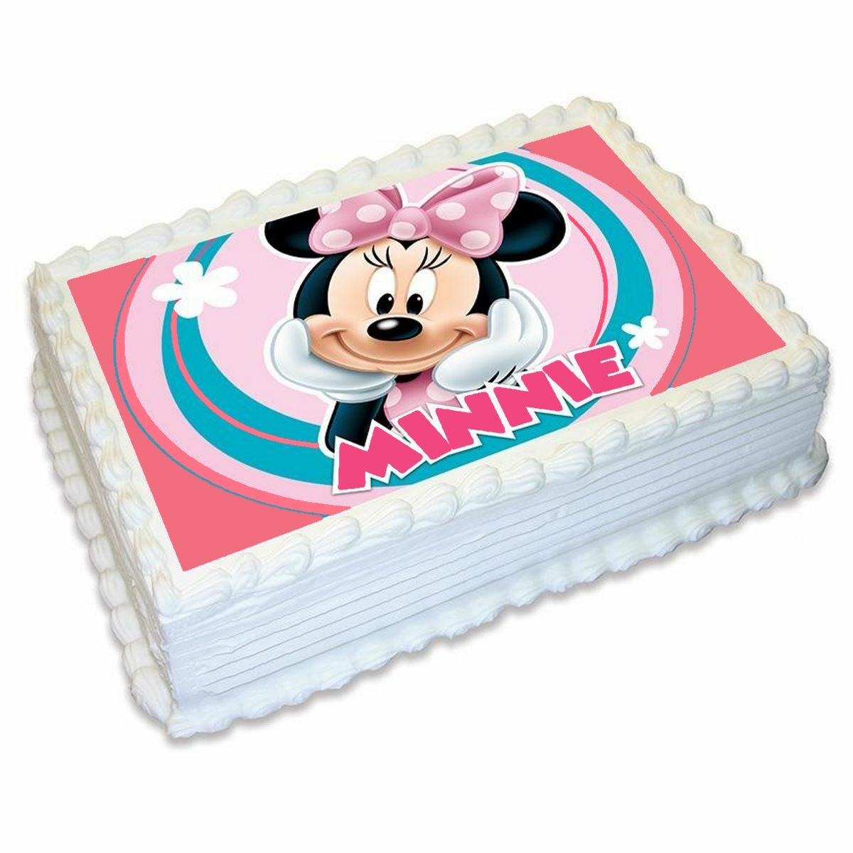Minnie Mouse Rectangular Edible Icing Cake Decoration