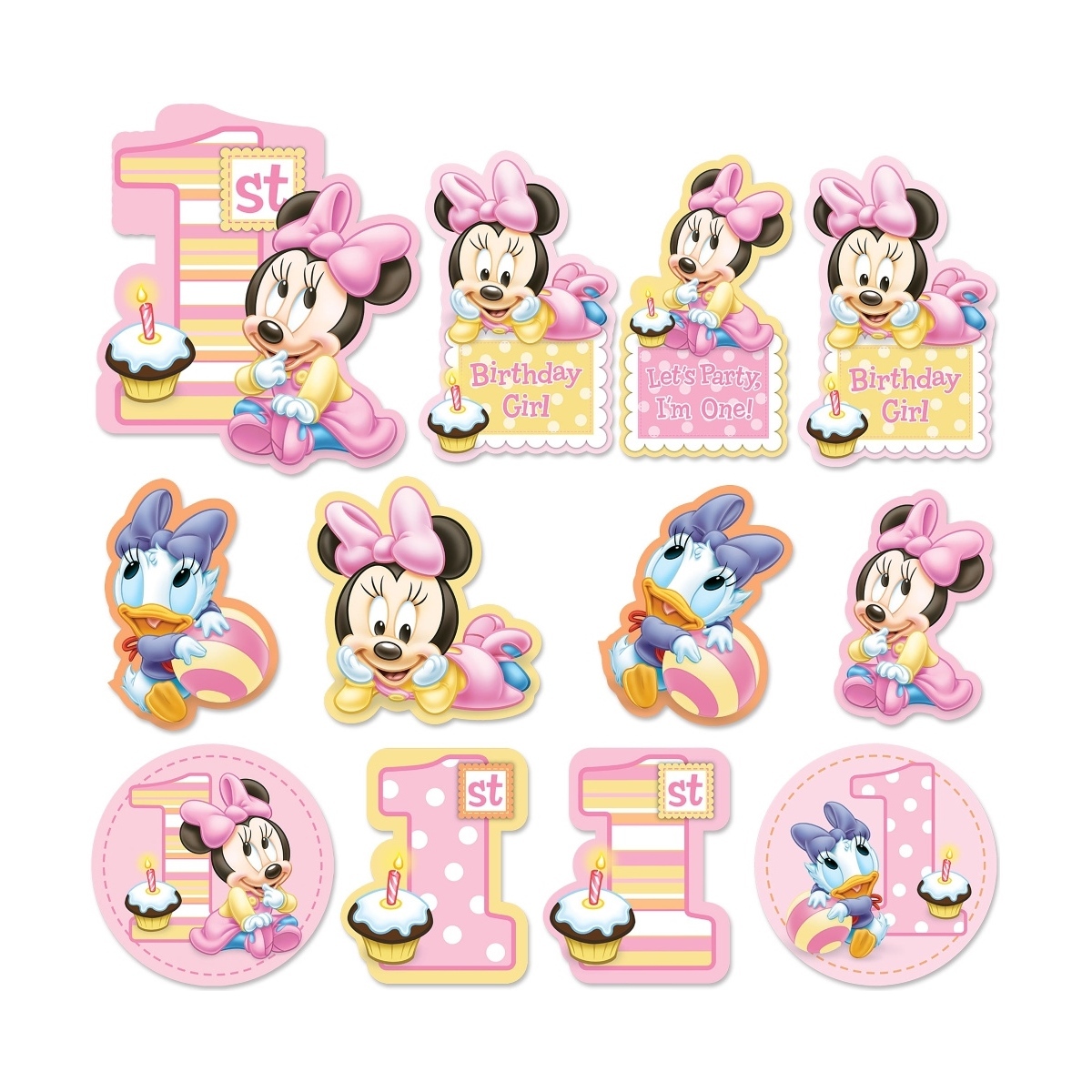 Minnie Mouse 1st Birthday Cutouts (Pack of 12)