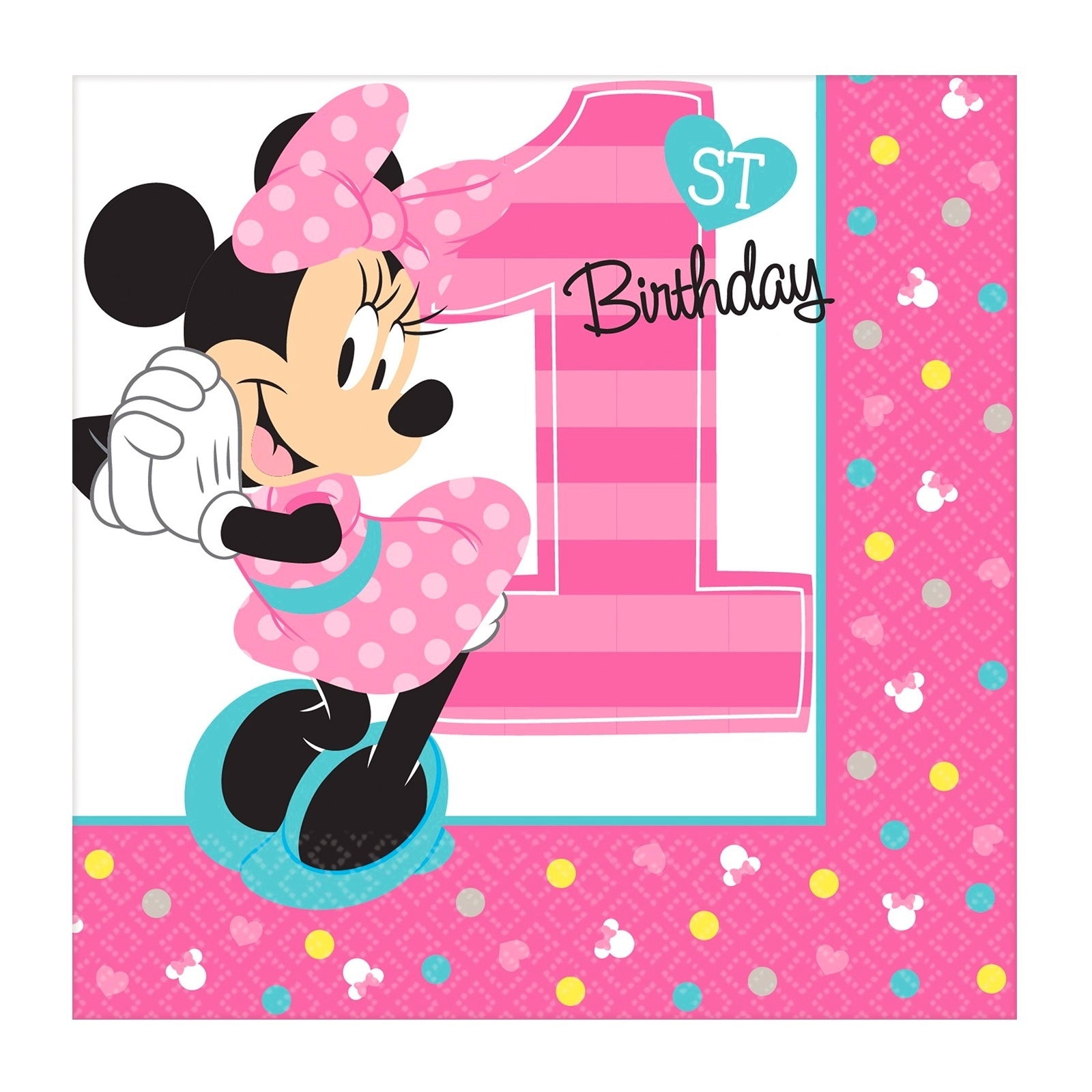 Minnie Mouse Fun To Be One Small Napkins / Serviettes (Pack of 16)