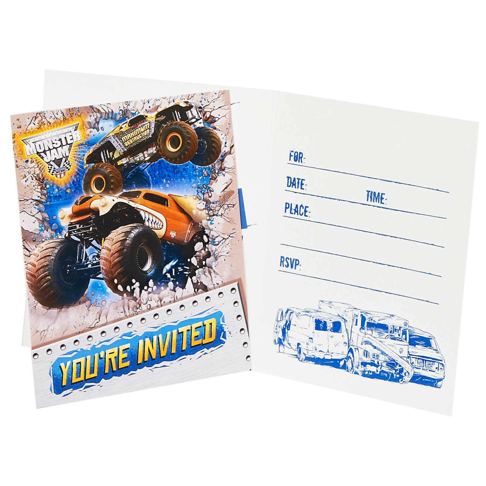 Monster Jam Party Invitations (Pack of 8)