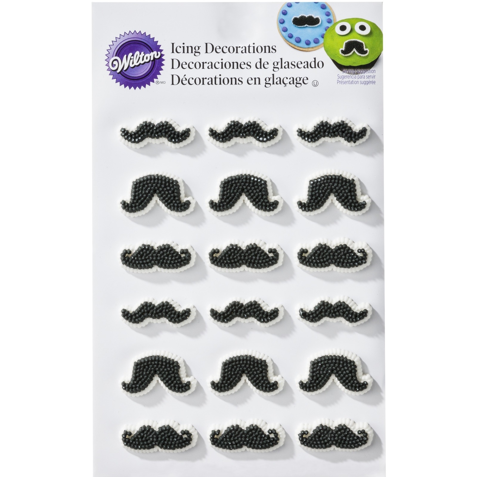 Moustache Edible Icing Decorations (Pack of 18)