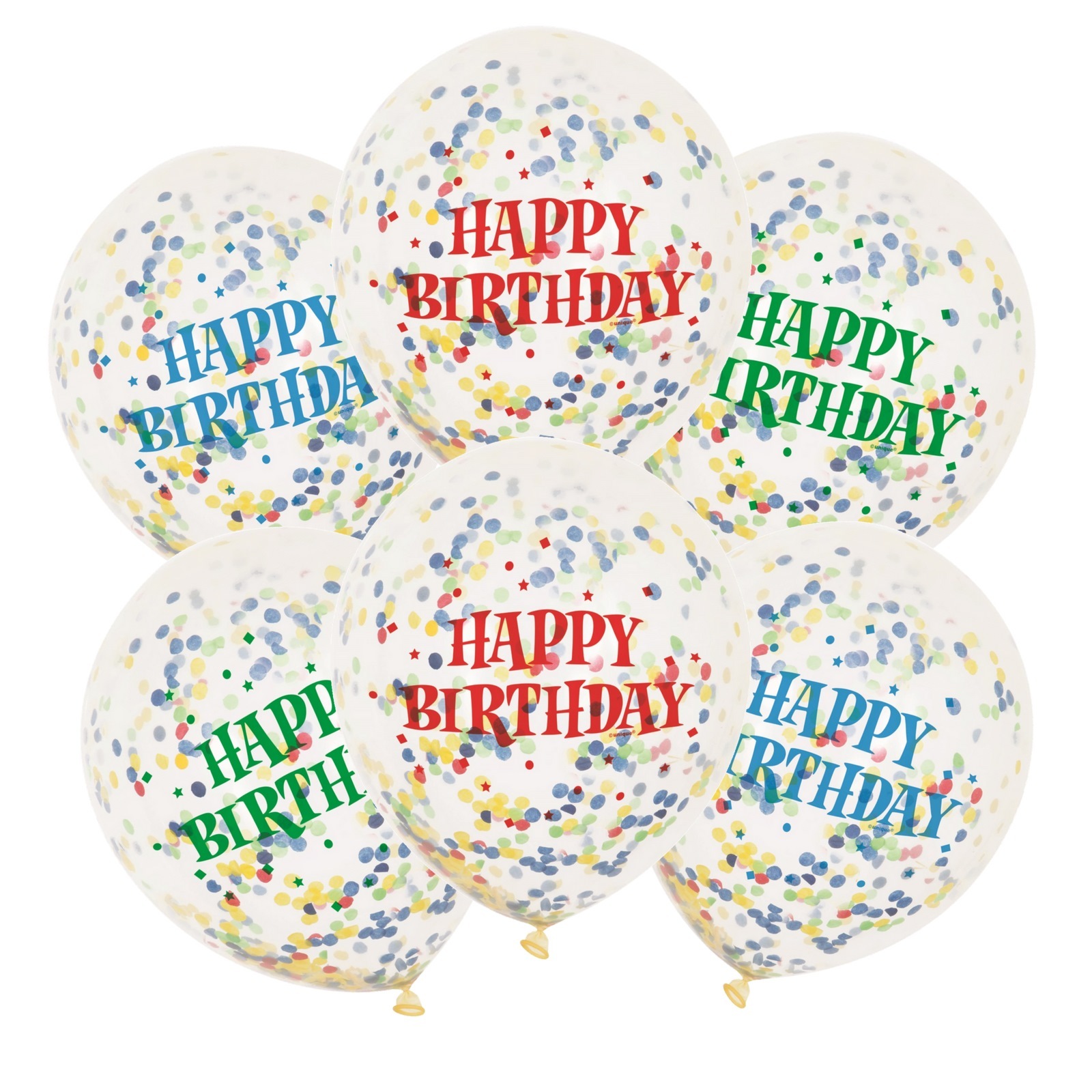 Happy Birthday Confetti Balloons (Pack of 6)