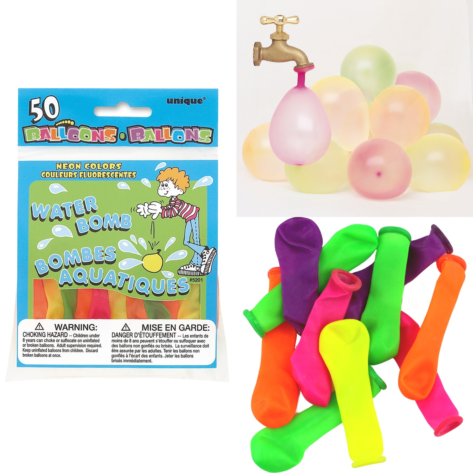 Assorted Neon Water Bomb Balloons (Pack of 50) 