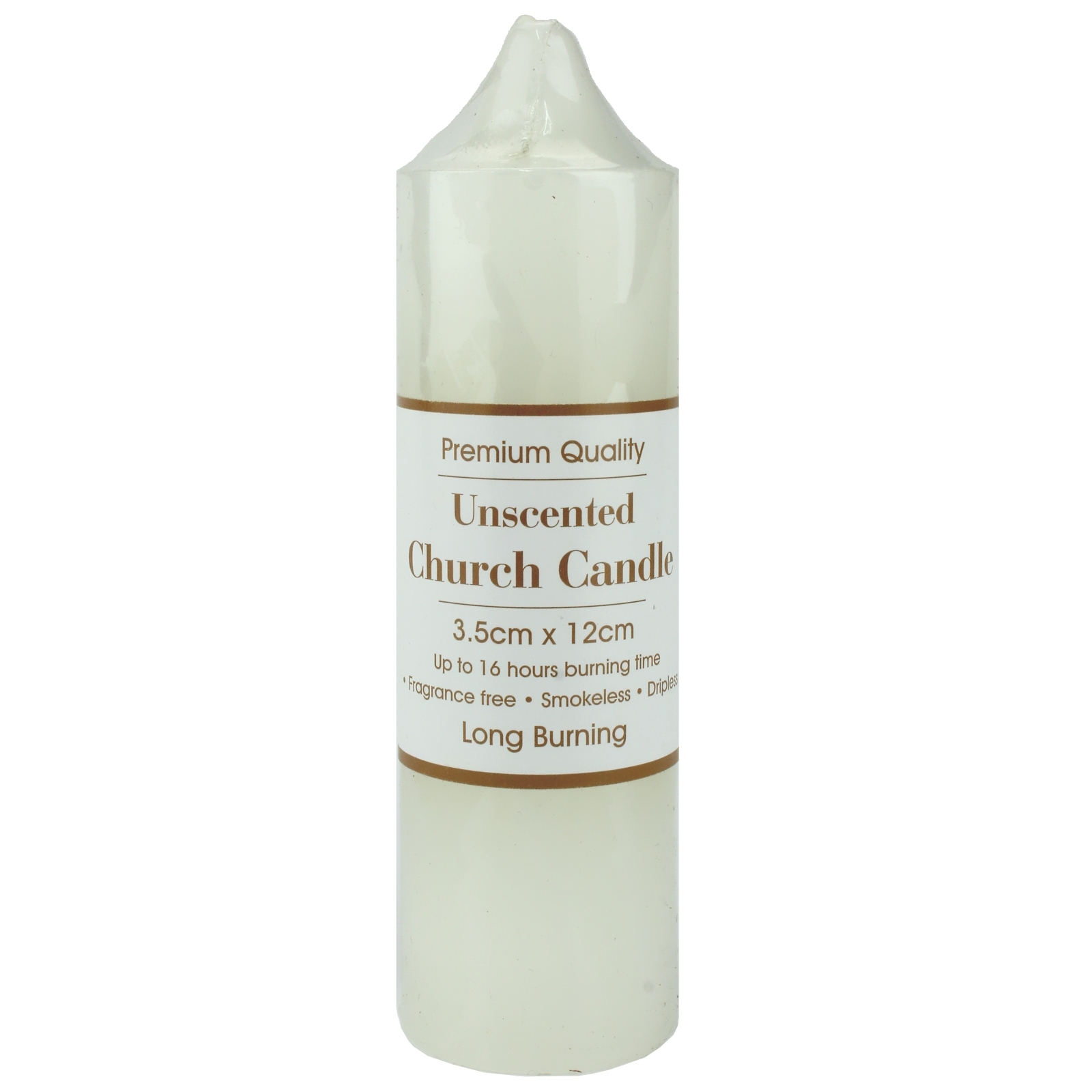 White Unscented Pillar Candle (12cm)