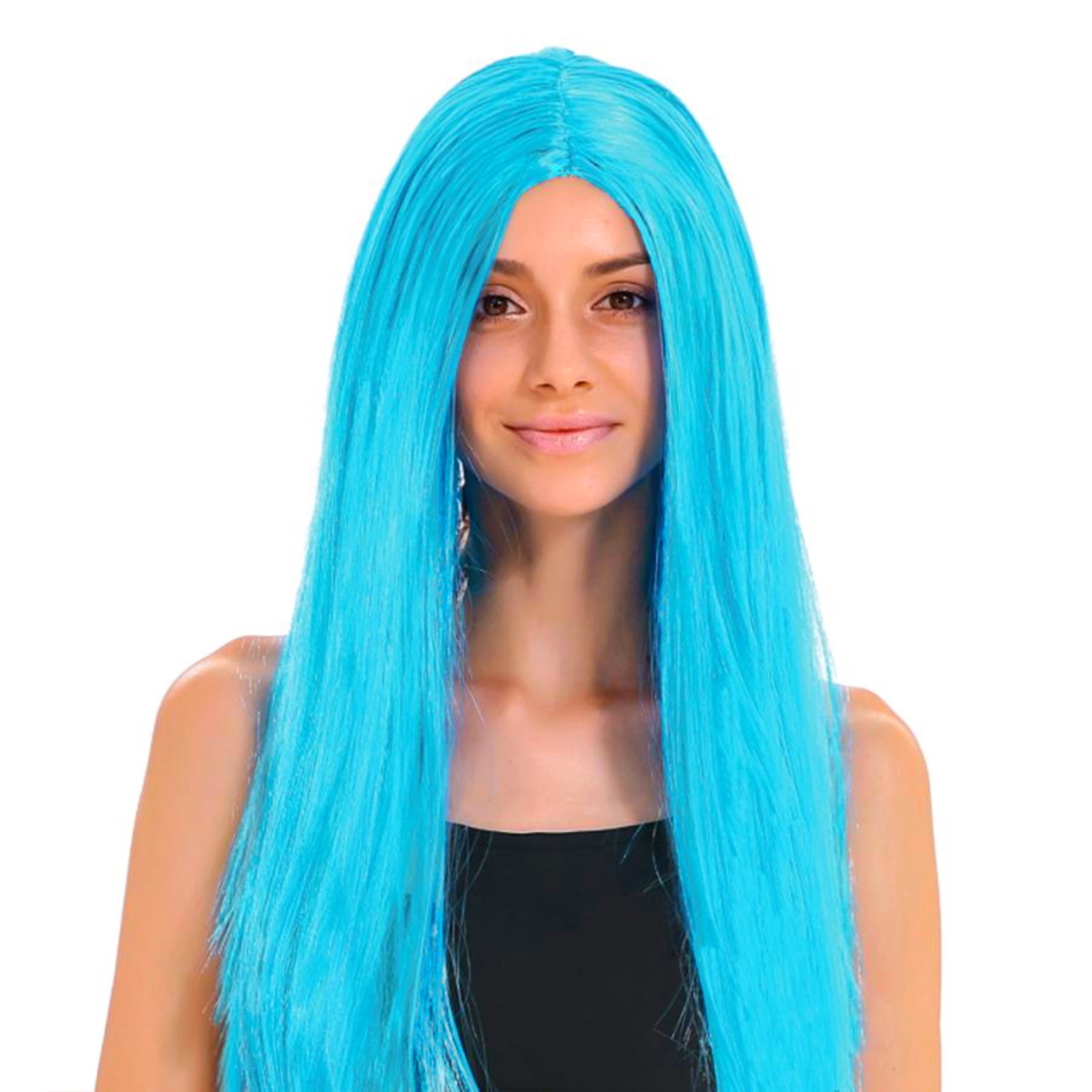 Adult Sleek Long Blue Wig