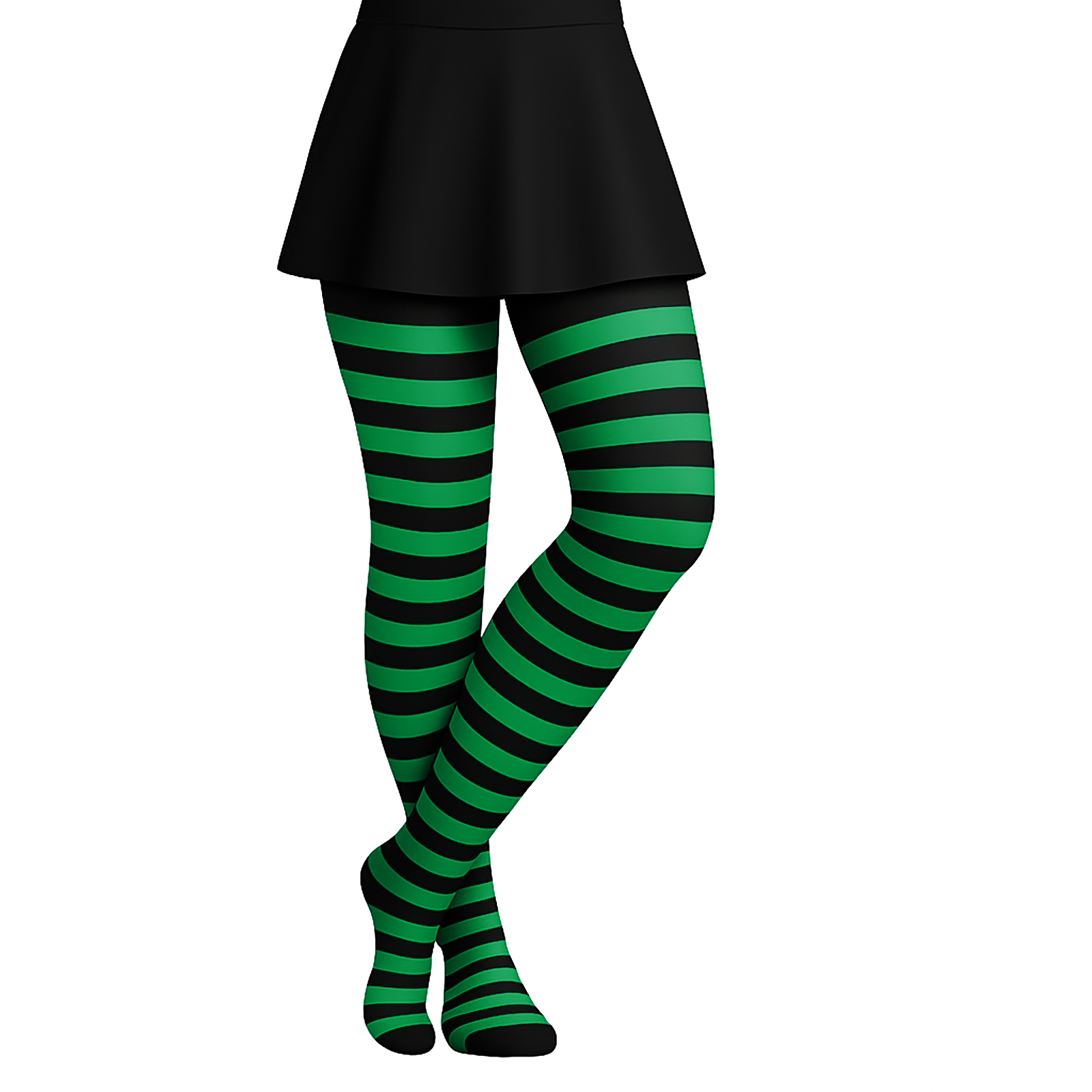 Striped Black and Green Adult Stockings
