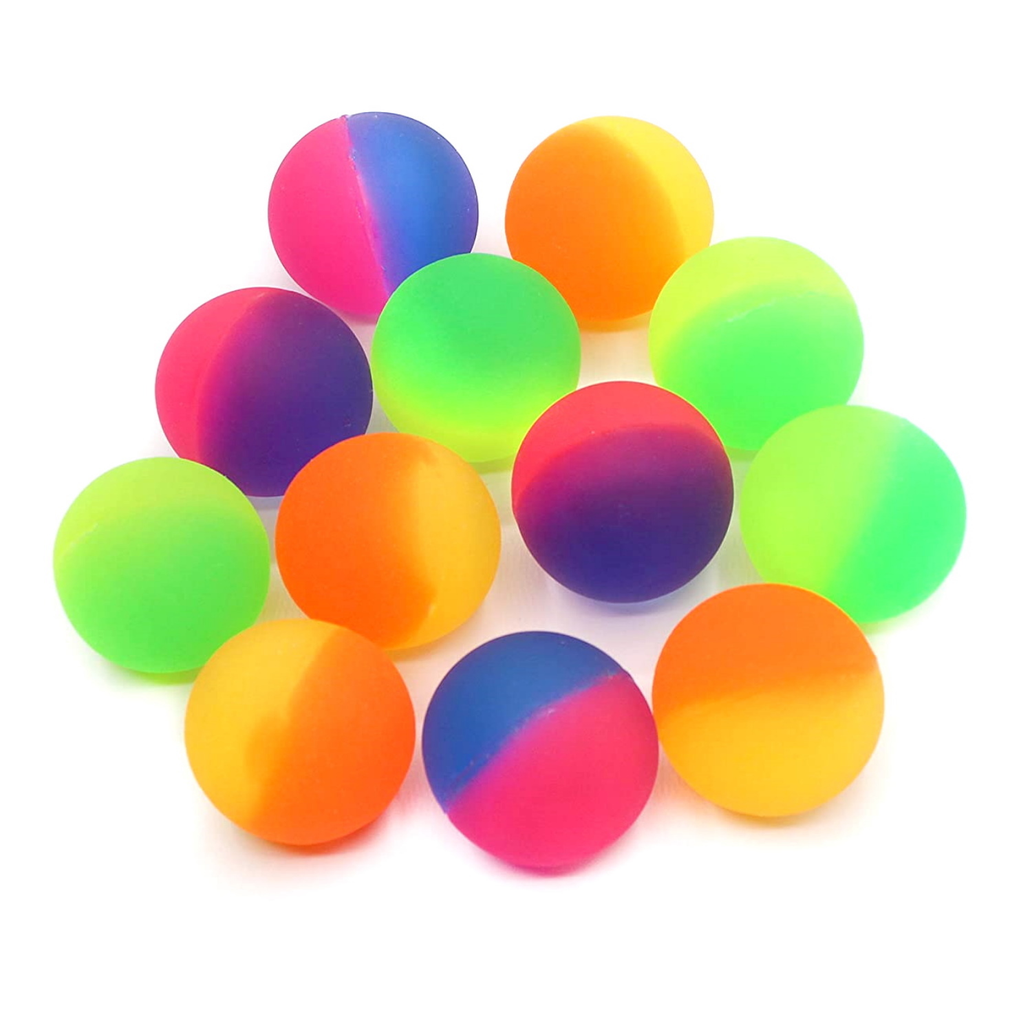 Assorted Two Tone High Bounce Balls 3.5cm (Pack of 12)