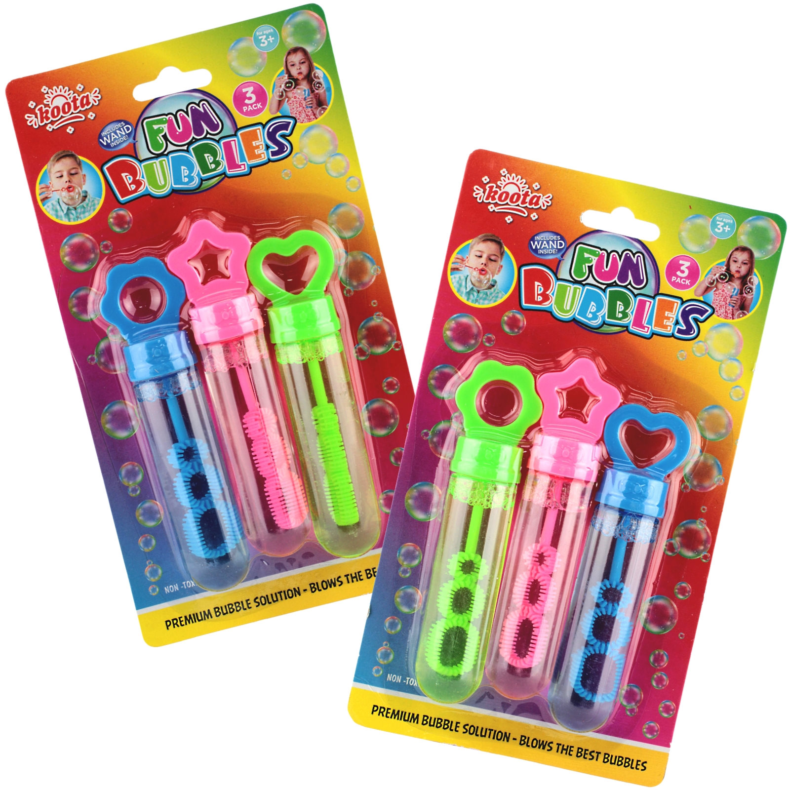 Assorted Coloured Bubble Wands (Pack of 3) 