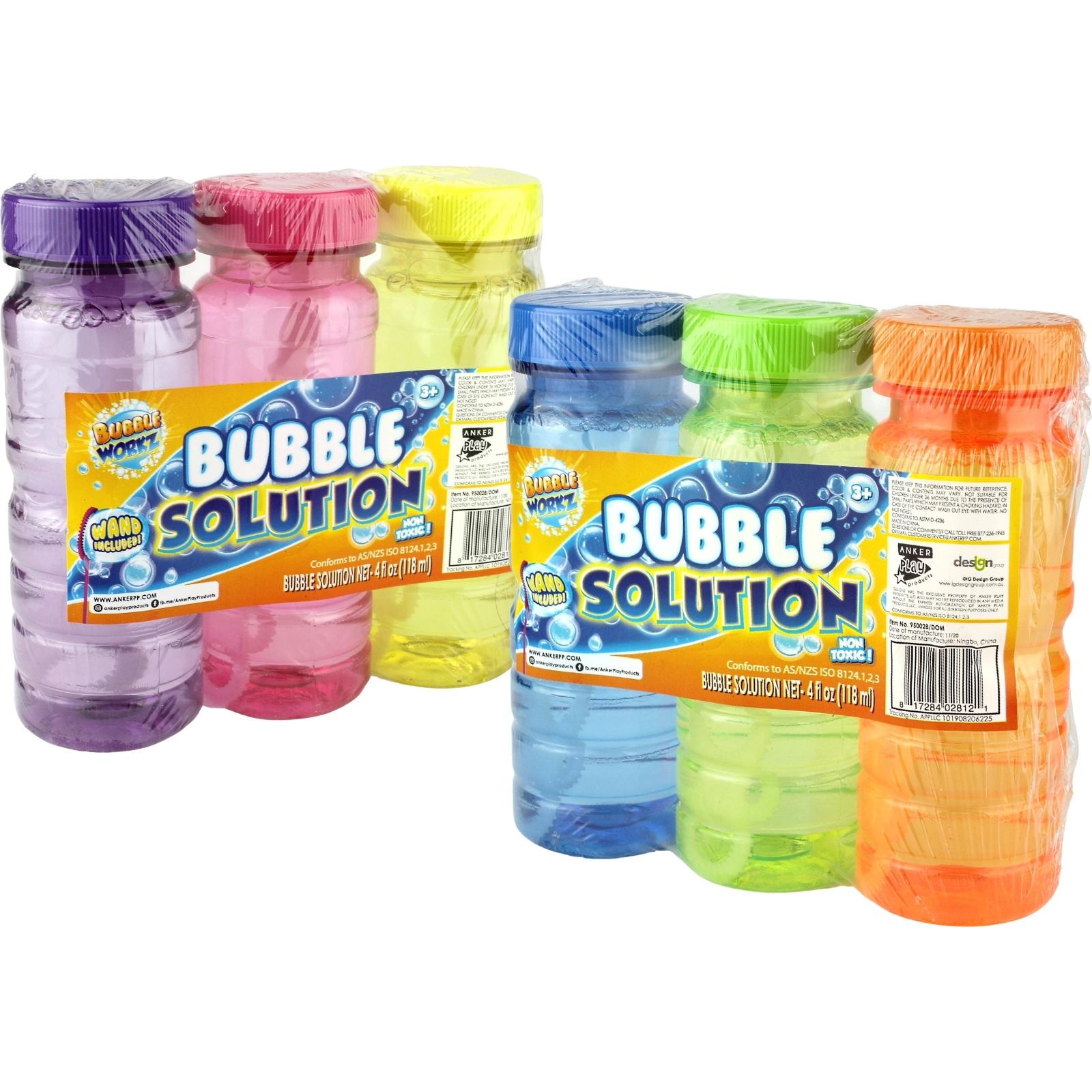 Coloured Bubble Bottles 118ml (Pack of 3)