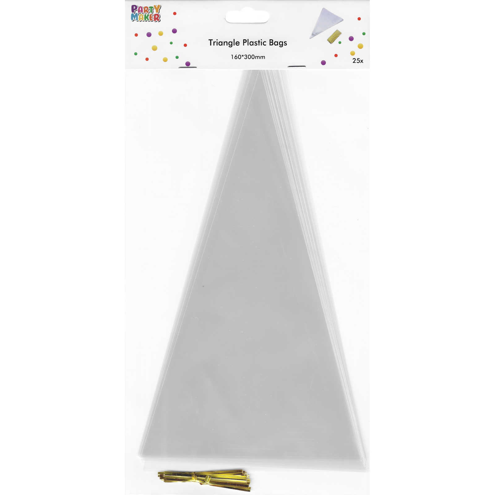 Clear Triangle Cellophane Bags 16cm x 30cm (Pack of 25)