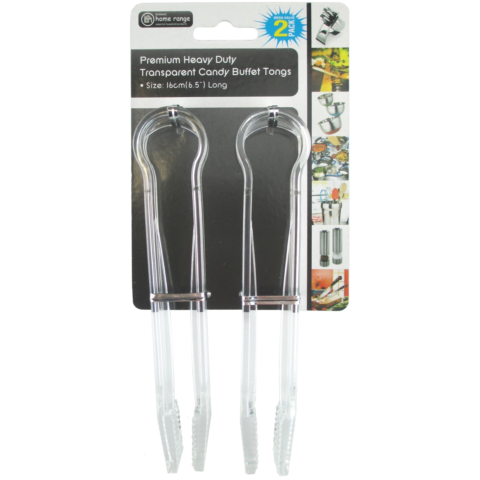 Clear Plastic Lolly Buffet Tongs (Pack of 2)