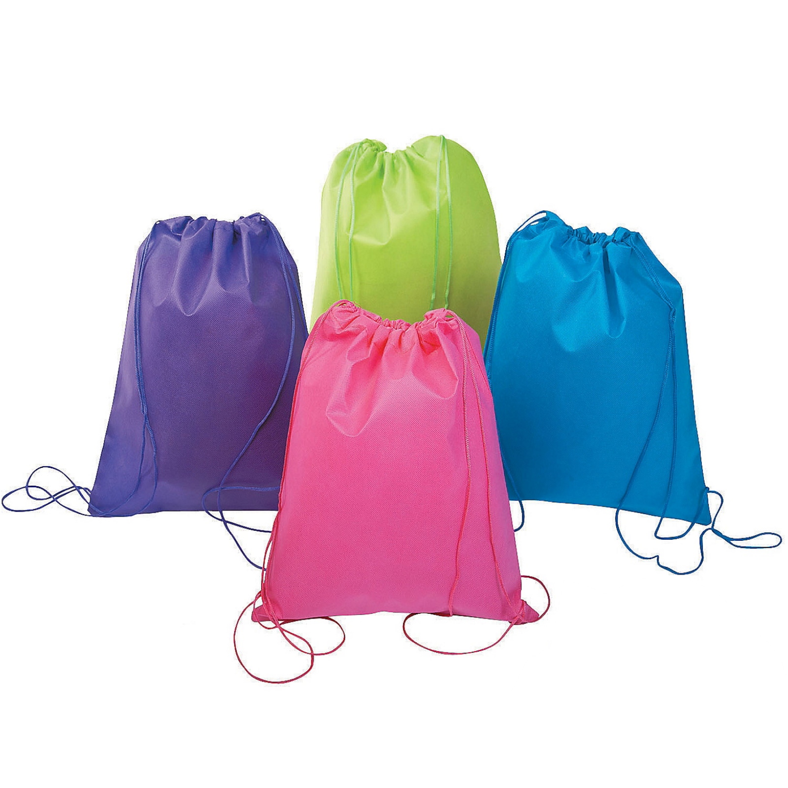 Bright Coloured Drawstring Bags (Pack of 12)
