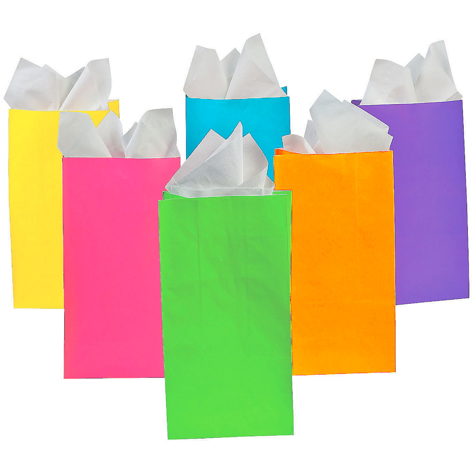 Bright Neon Paper Treat Bags (Pack of 12)
