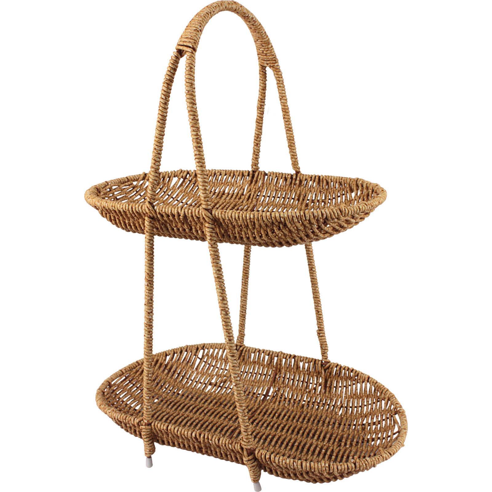 Wicker 2 Tier Oval Benchtop Stand