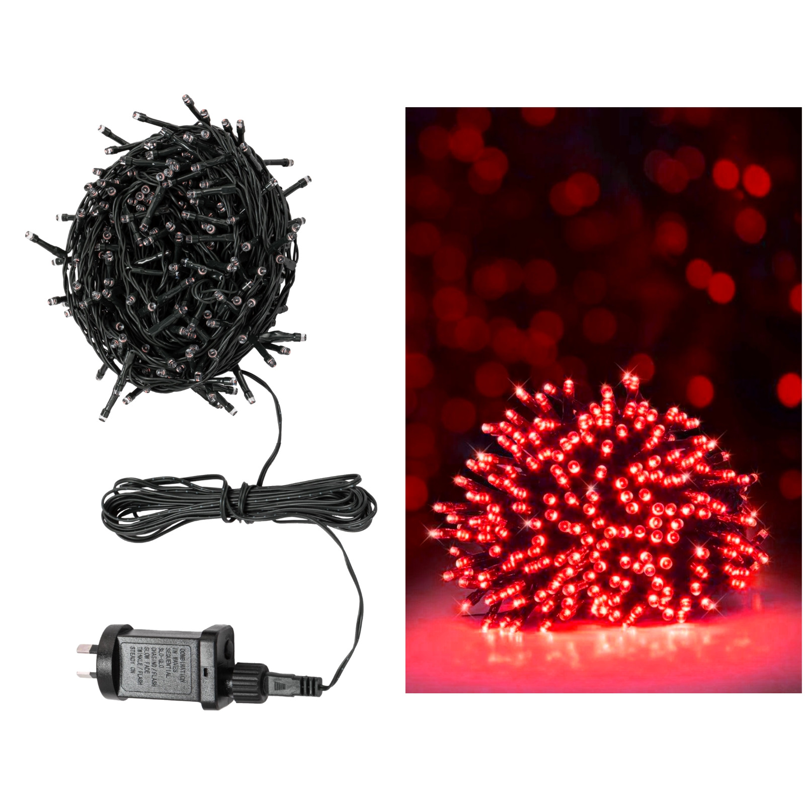 120 Red LED 7 Function Fairy Lights 5.95m 