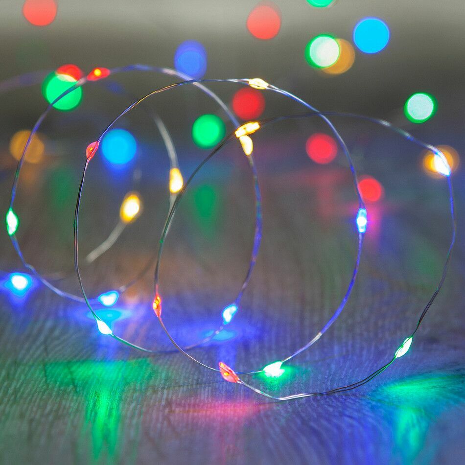 40 Micro Multicolour Battery Operated LED String Lights 3.9m