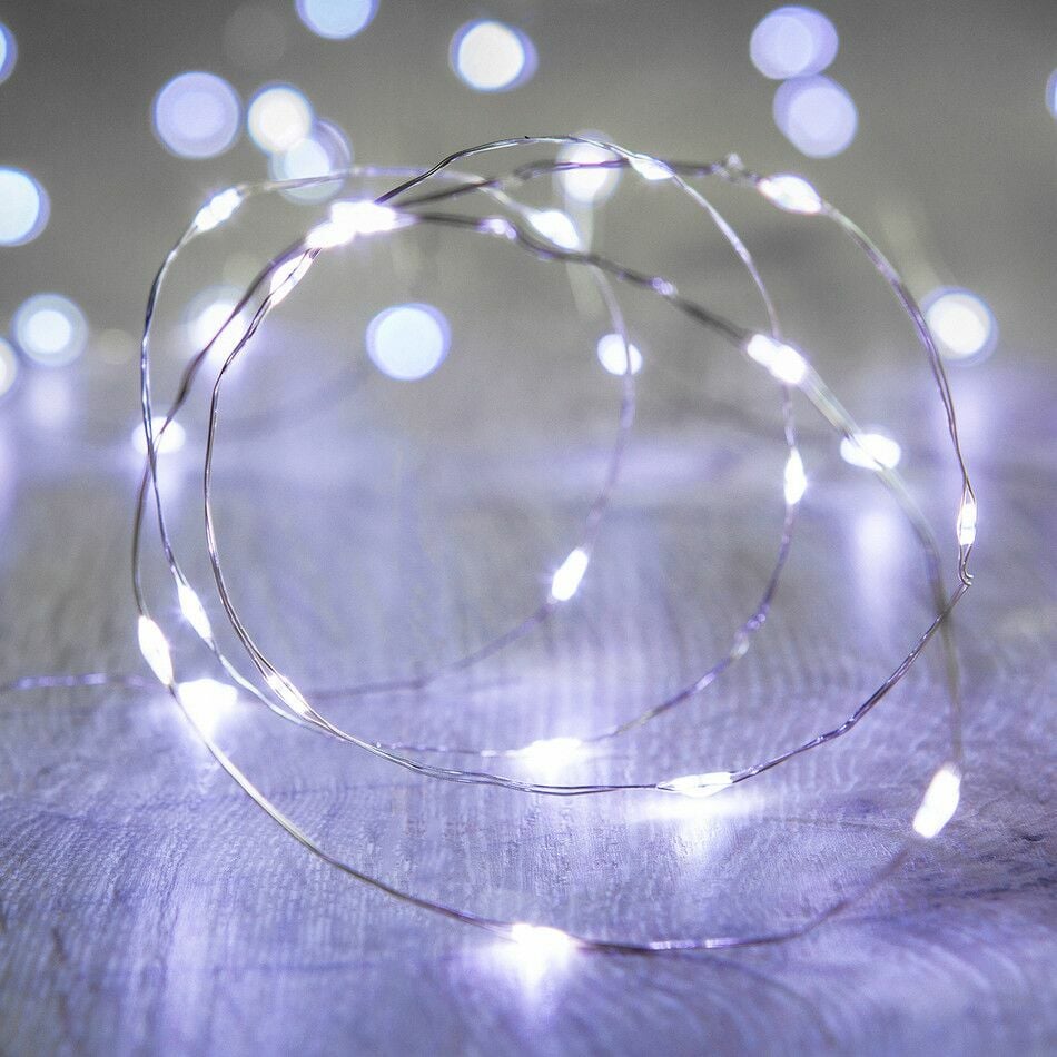 40 Micro Cool White Battery Operated LED String Lights 3.9m