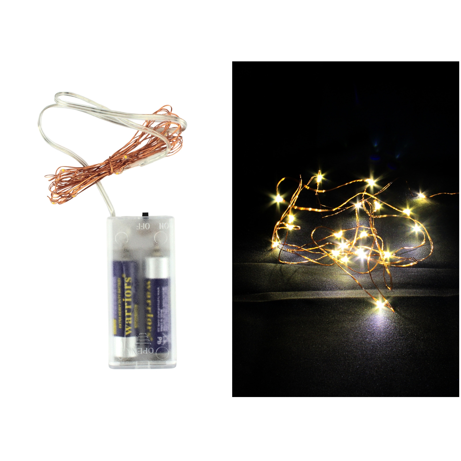 20 Micro Warm White Battery Operated LED String Lights 2m