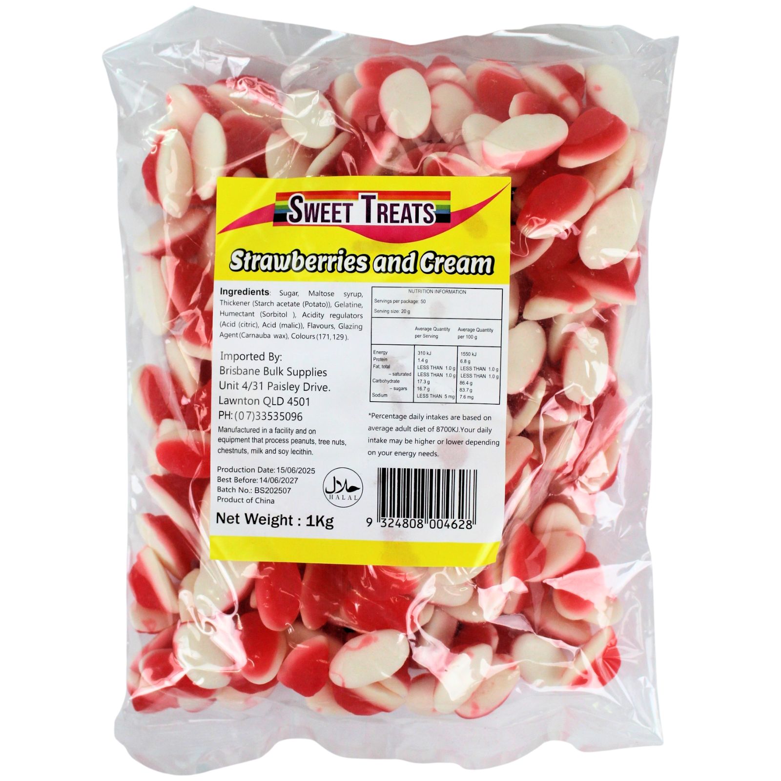 Sweet Treats Strawberries and Cream Lollies (1kg Bag) 