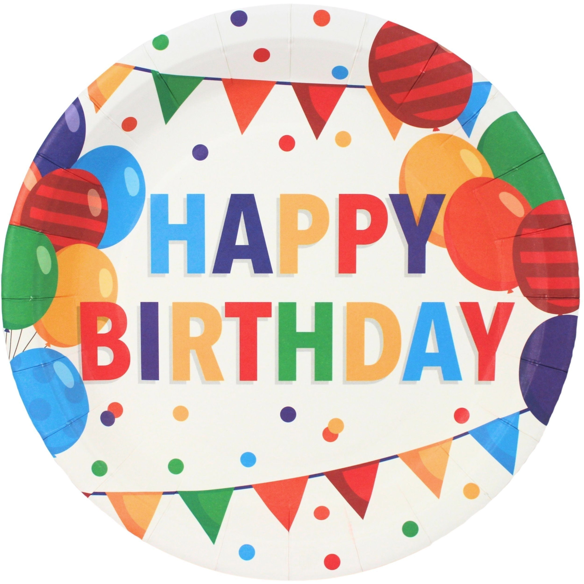 Assorted Happy Birthday Large Paper Plates (Pack of 8)