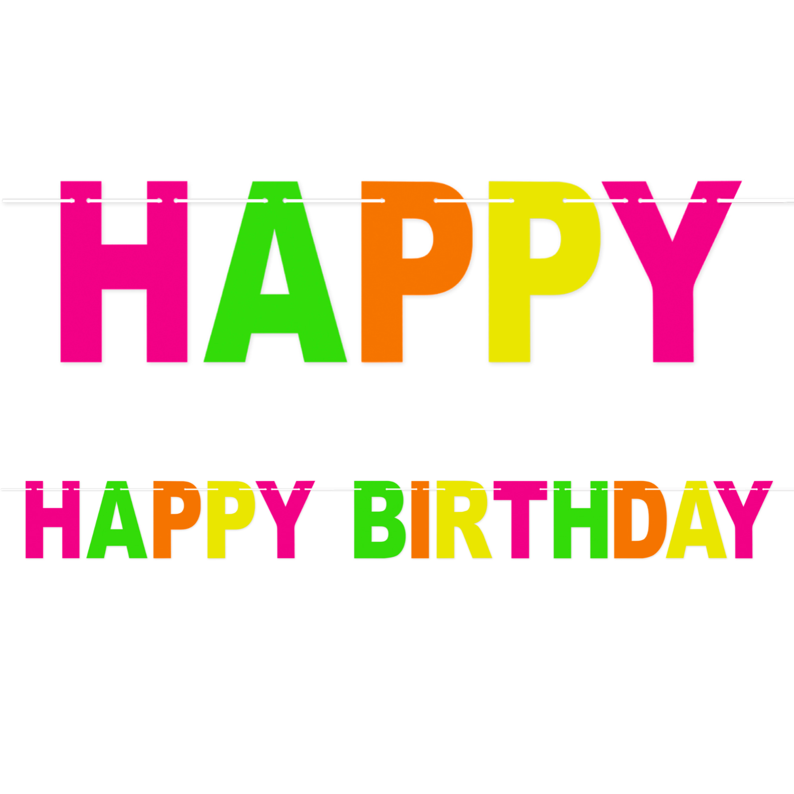Neon UV Party Happy Birthday Letter Banner 5m 