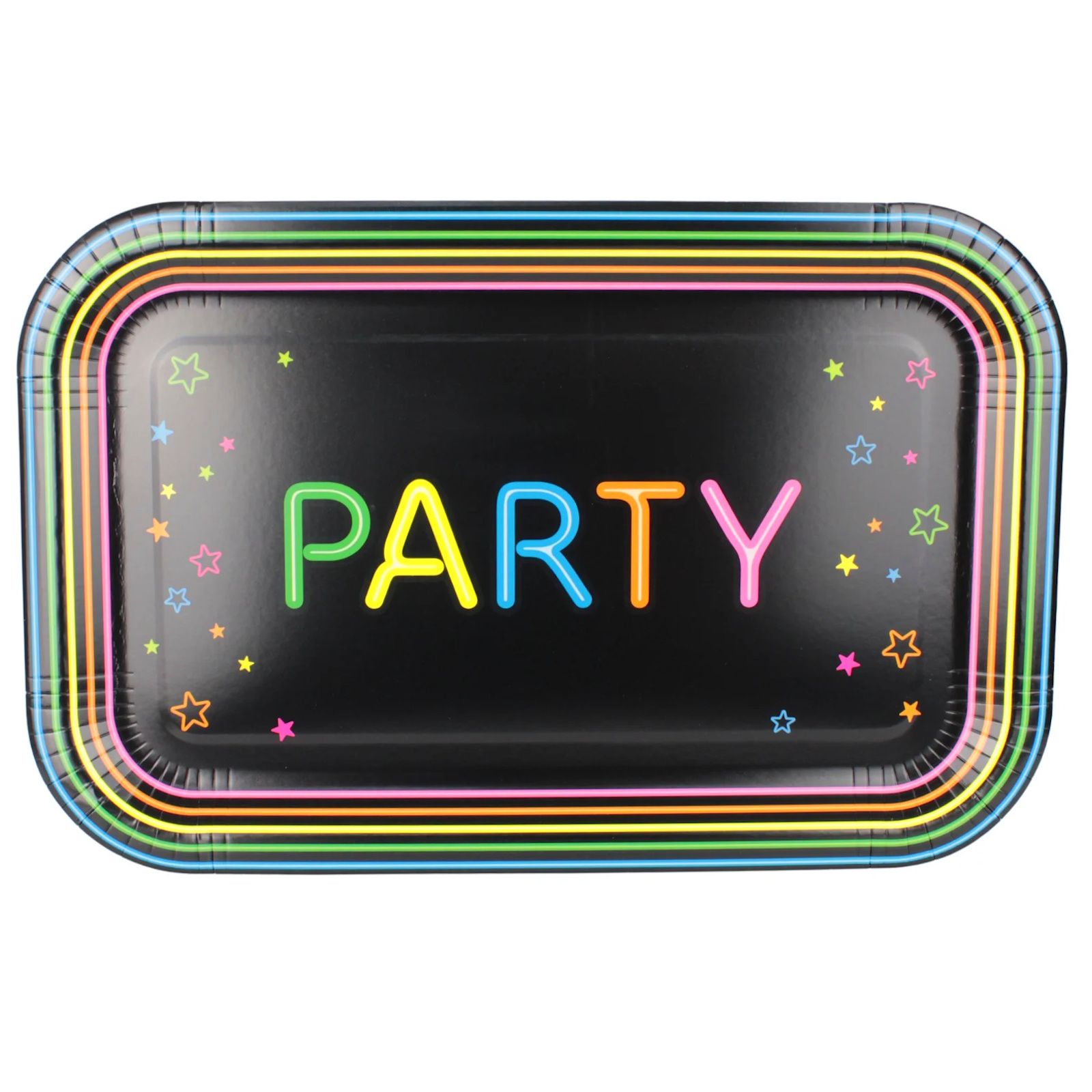 Neon Party Rectangle Paper Platters (Pack of 6) 