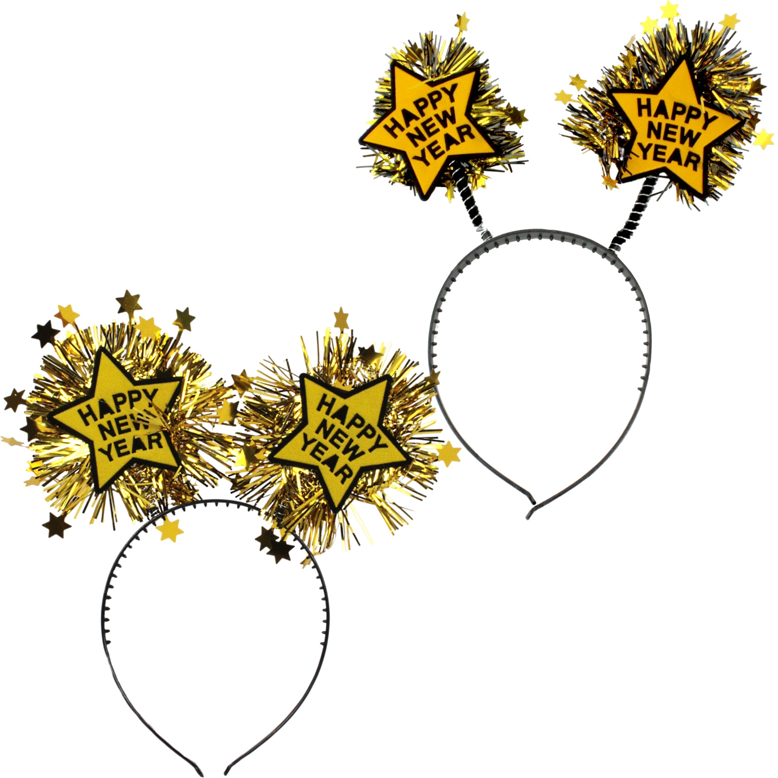 Happy New Year Tinsel Star Headband Assorted