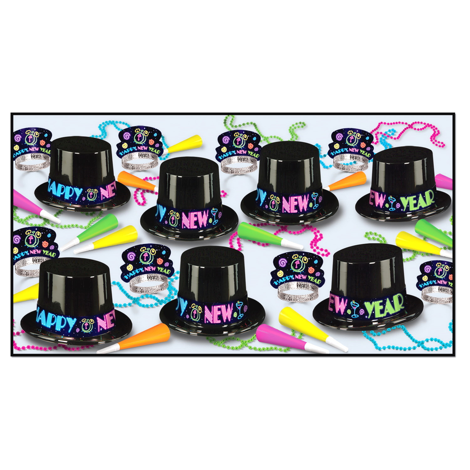 Neon New Year Party Kit (For 50 Guests)