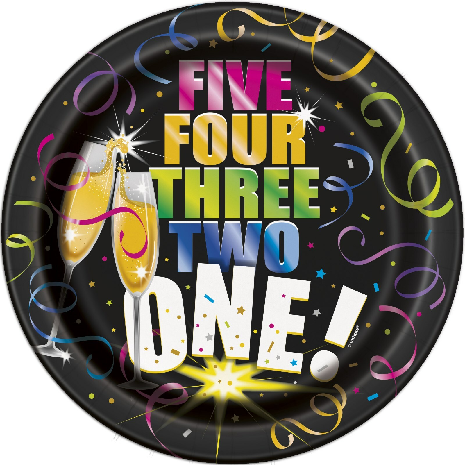 Glitzy New Year Large Paper Plates (Pack of 8)