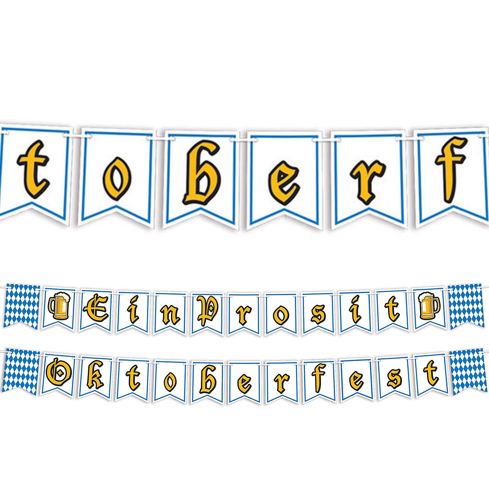 Oktoberfest Cardboard Pennant Banner 2.74m 