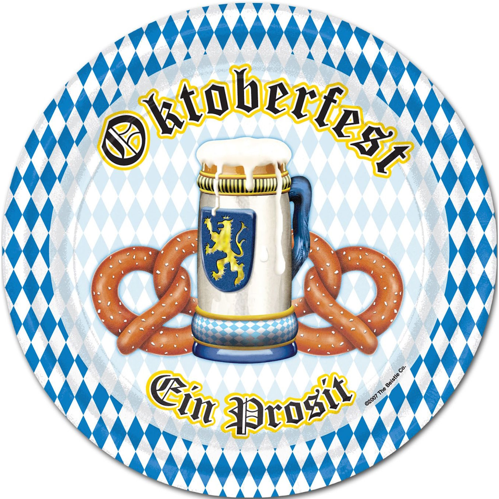 Oktoberfest Stein and Pretzel Large Paper Plates (Pack of 8)