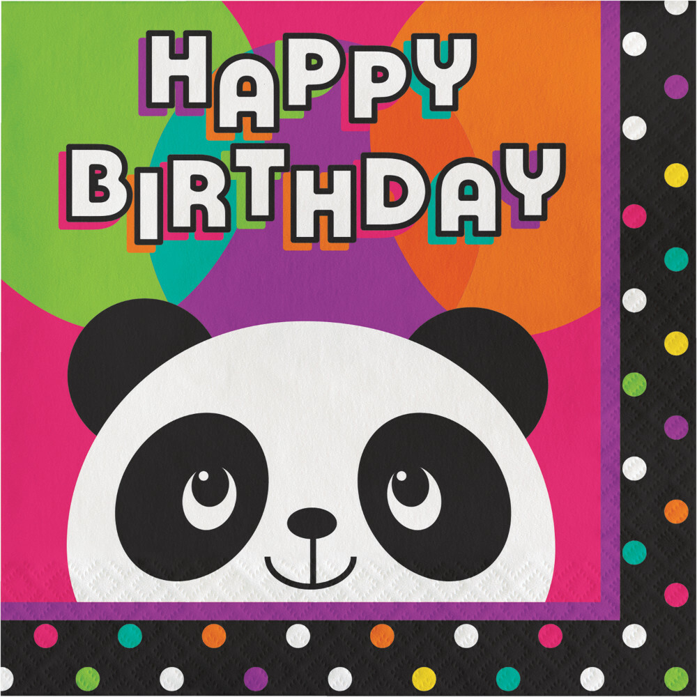 Panda-Monium Happy Birthday Large Napkins (Pack of 16)
