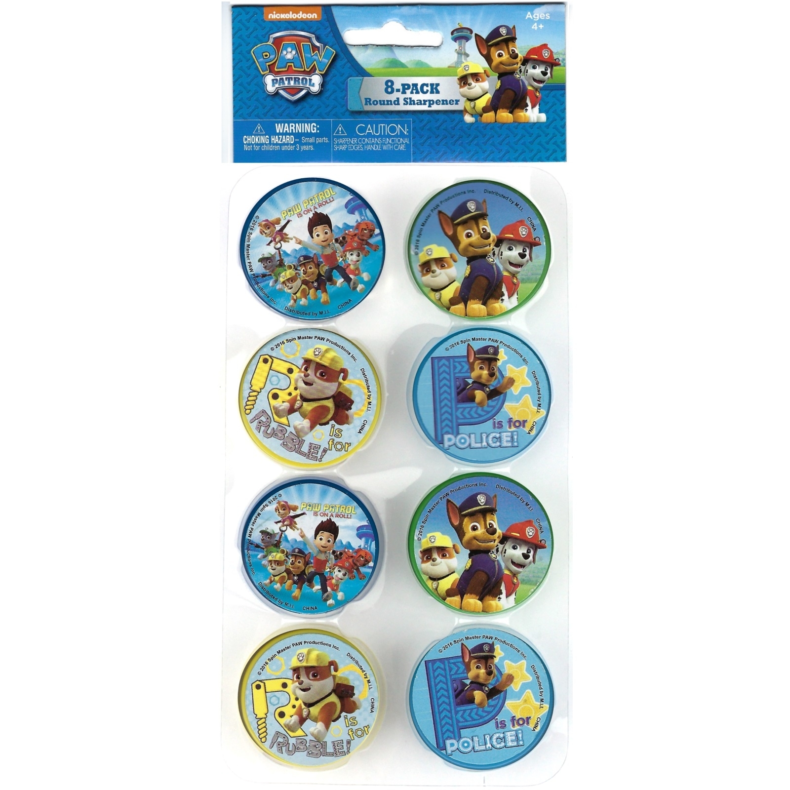 Paw Patrol Pencil Sharpeners (Pack of 8)