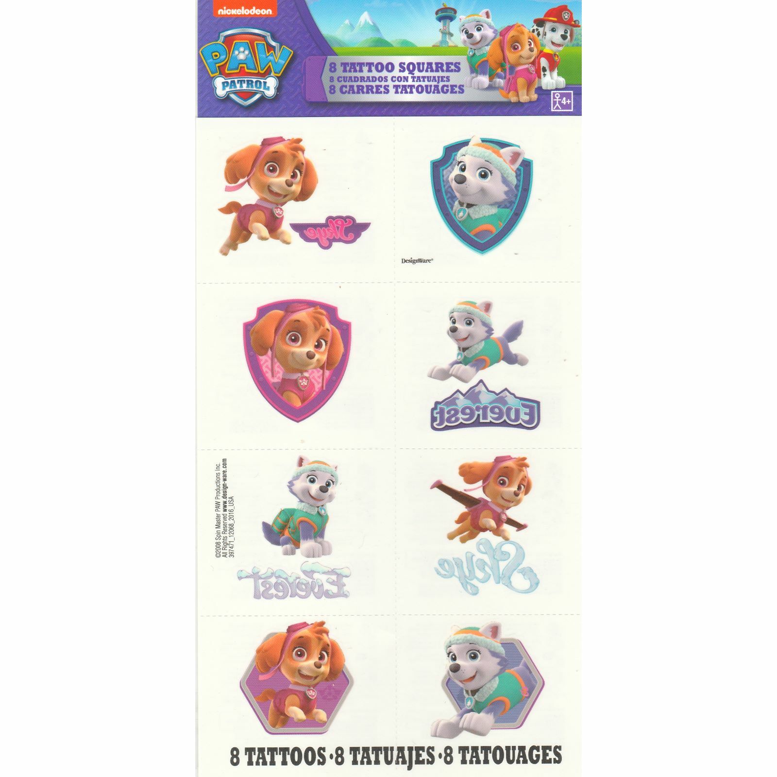Paw Patrol Girl Tattoos (1 Sheet)