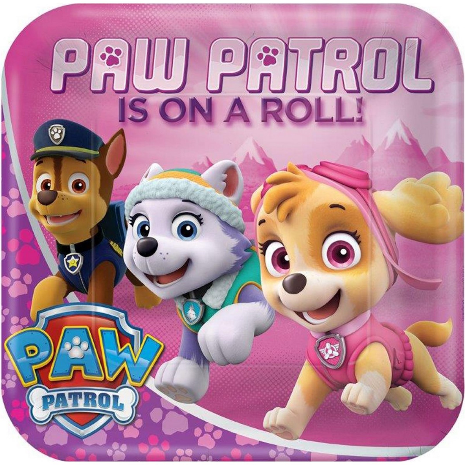 Paw Patrol Girl Large Square Paper Plates (Pack of 8)