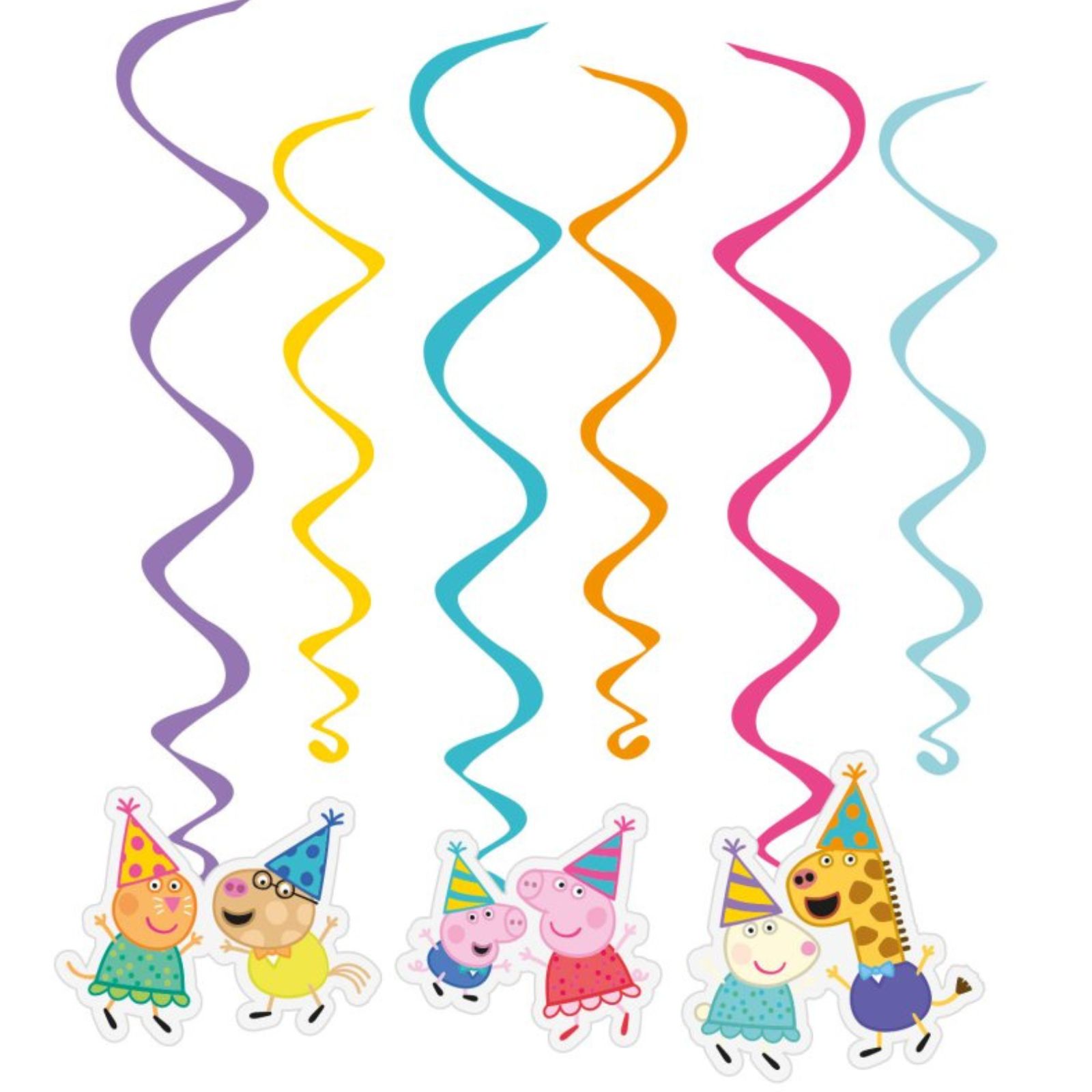 Peppa Pig Party Swirl Decorations (Pack of 6)