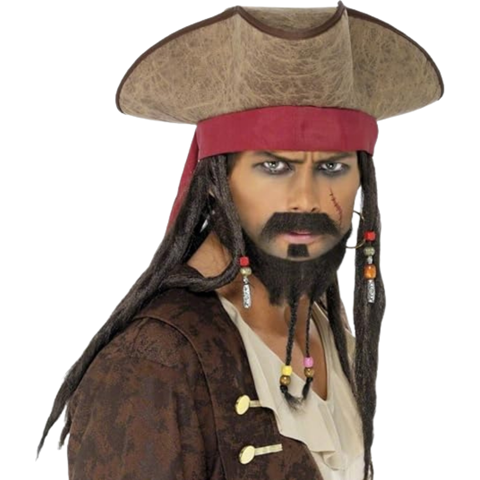 Brown Pirate Hat With Dreadlocks