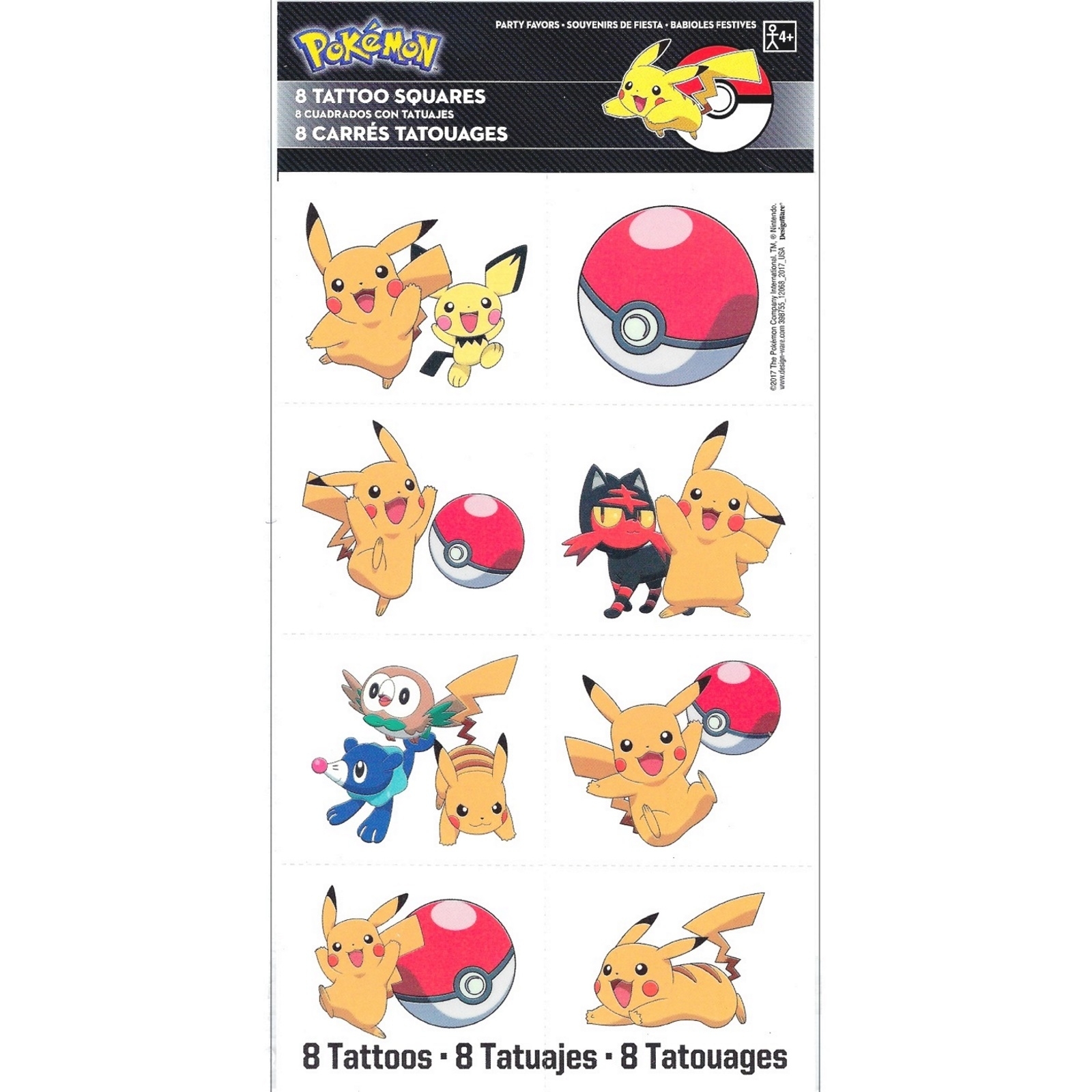 Pokemon Core Tattoos (1 Sheet)