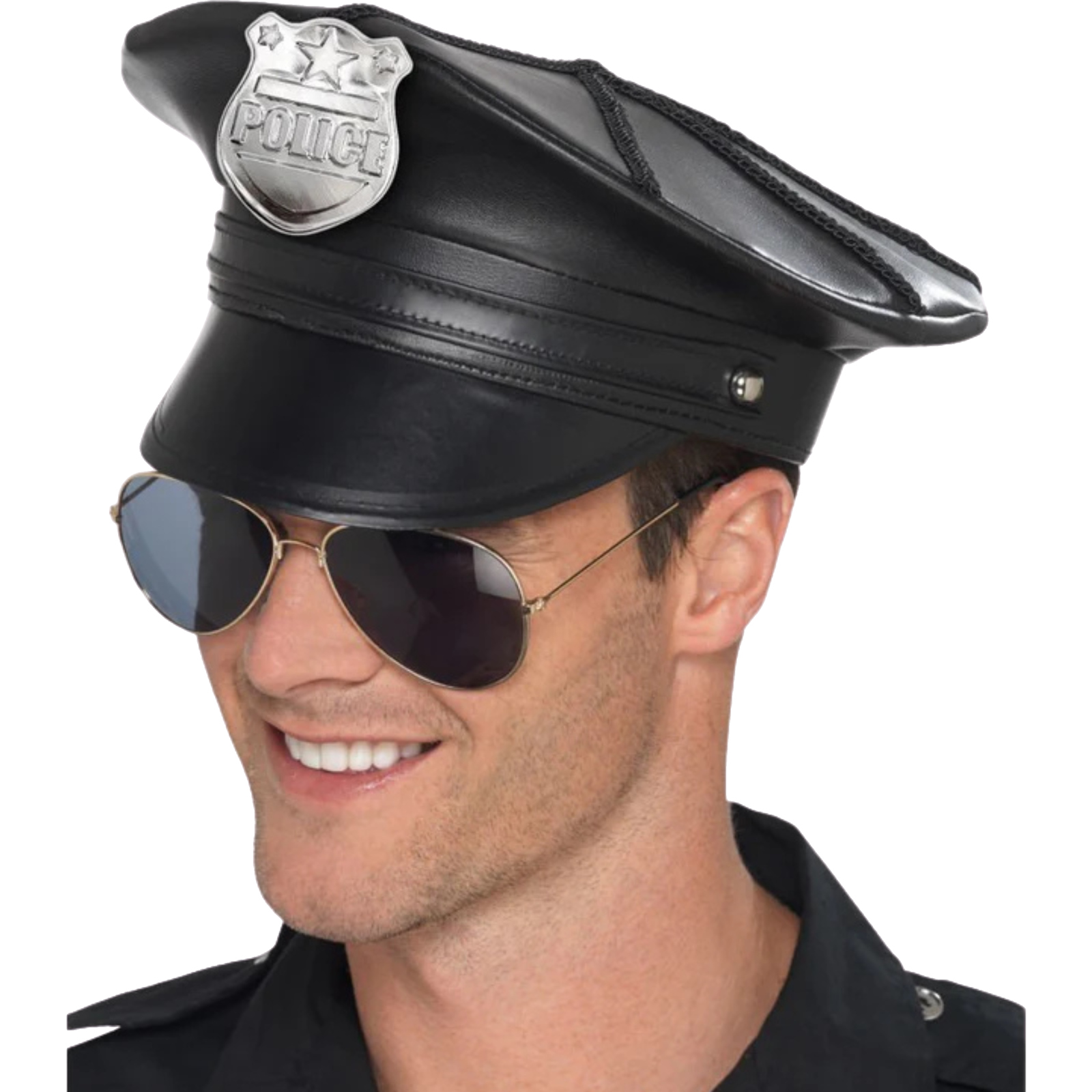 Black Police Deluxe Hat