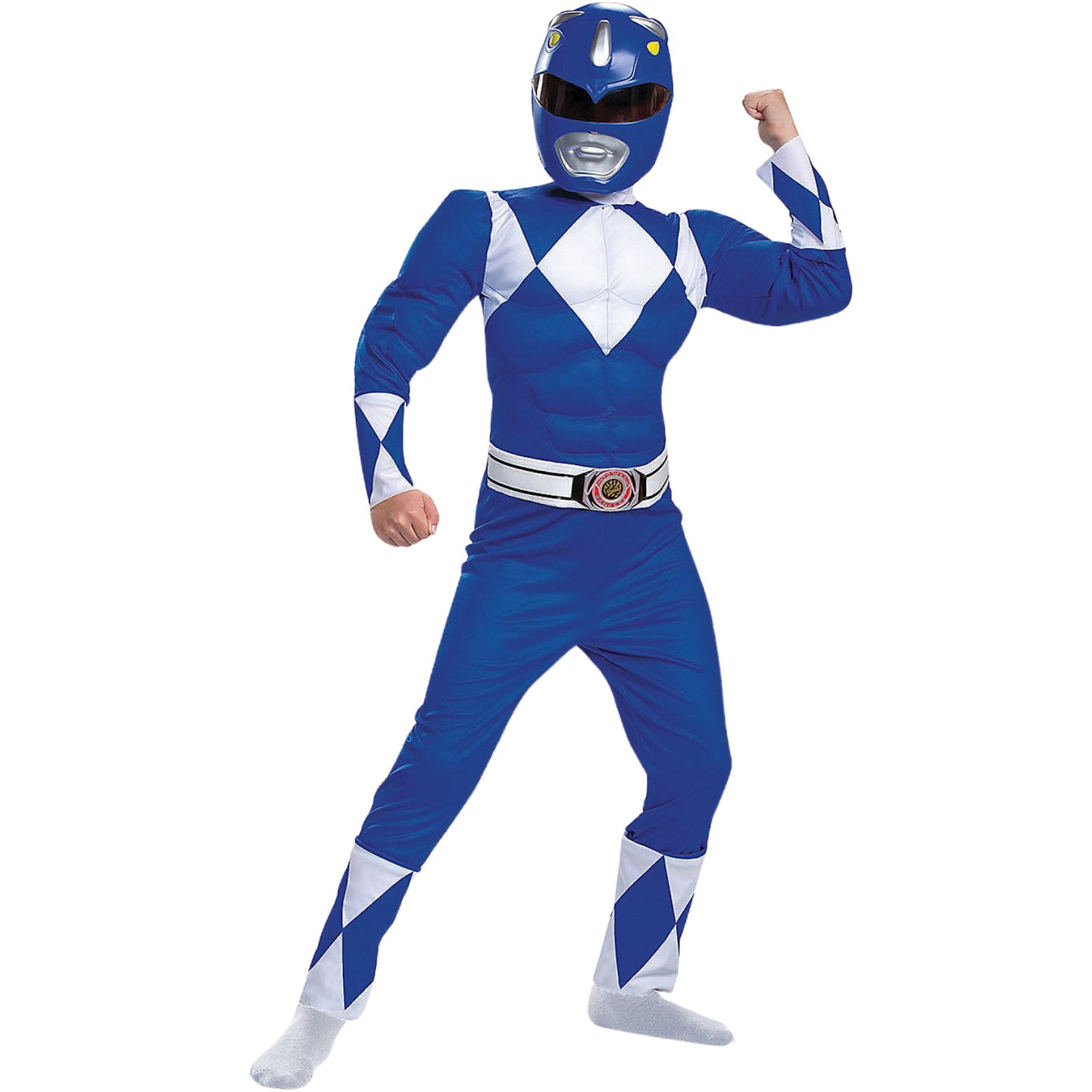 Kids Mighty Morphin Power Rangers Blue Ranger Muscles Costume 