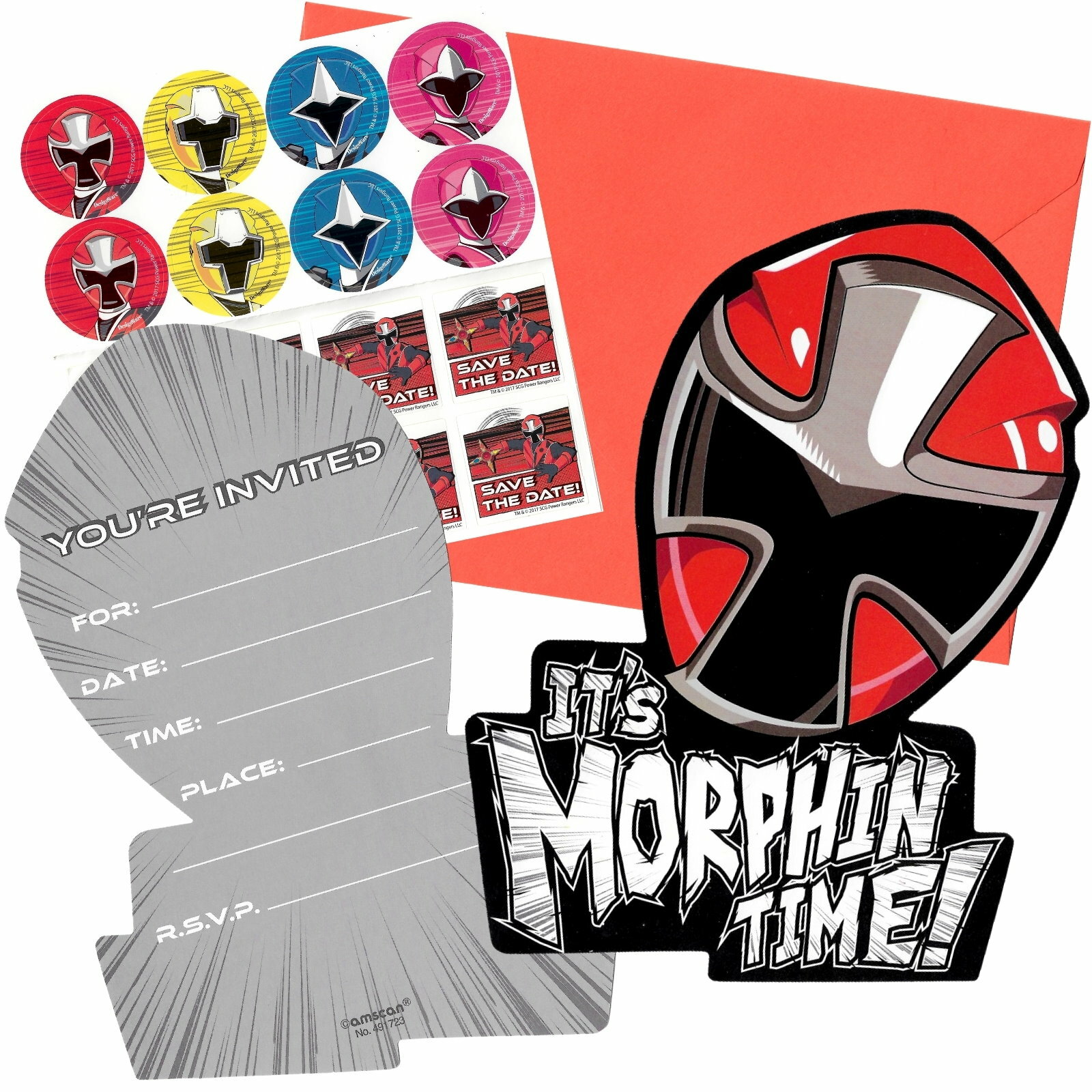 Power Rangers Ninja Steel Party Invitation Set (Pack of 8)