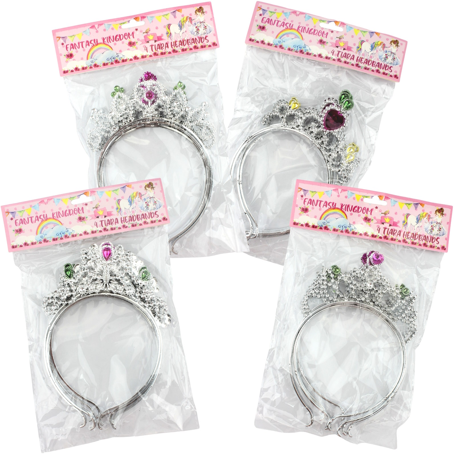 Pack of 4 Princess Tiara Headbands (1 Design Only)