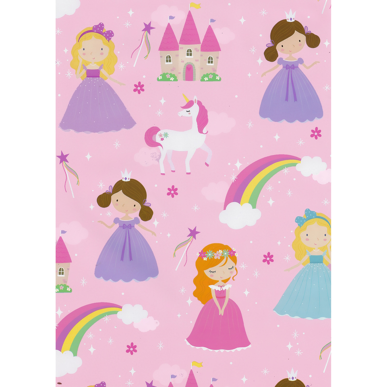 Princess and Rainbows Wrapping Paper (1 Sheet) 