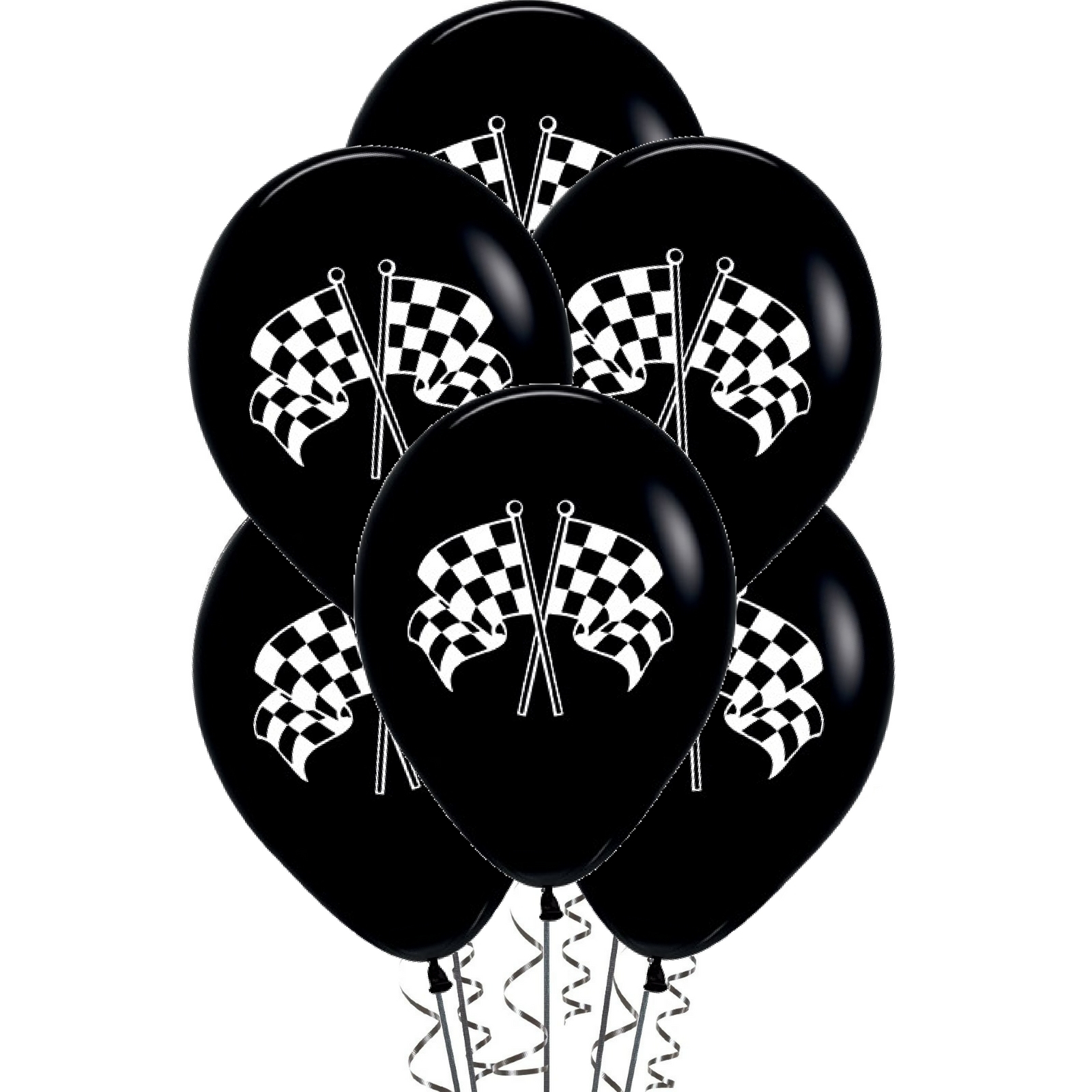 Sempertex Black Racing Flag Latex Balloons (Pack of 6)