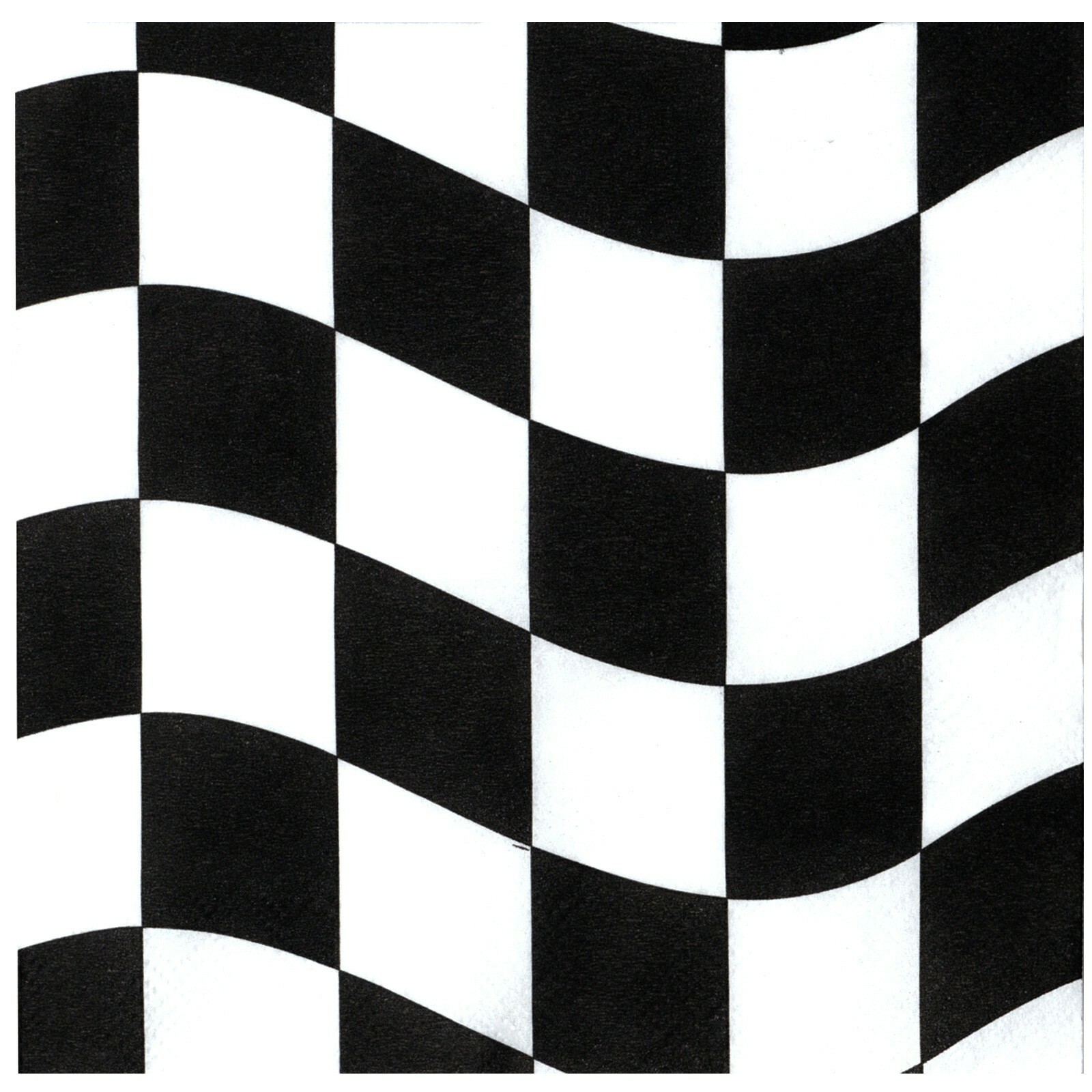 Black and White Checkered Wave Large Napkins / Serviettes (Pack of 16)